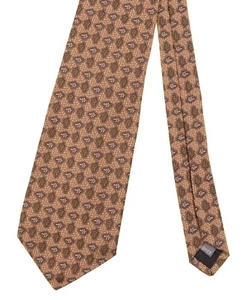 Robert Talbott Limited Edition Gold & Brown Floral Leaf Motif Woven Silk Tie - Picture 1 of 5