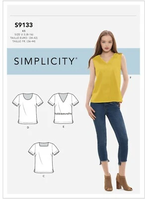 SIMPLICITY 9133 Misses Tops Sewing Pattern Sizes 8 -16 & 16 - 24 - Image 1 of 4