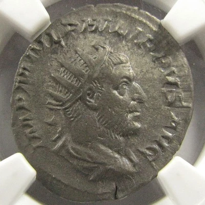 Philip I, 244-249 AD, NGC Ch XF, 5/5 Strike, 4/5 Surfaces, Antoninianus Silver - Image 1 of 4