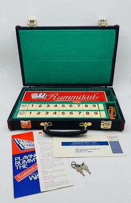 Vintage 1973 Rummikub Hertzano Israel Deluxe Set Blue Locking Case Sealed Tiles - Image 1 of 4