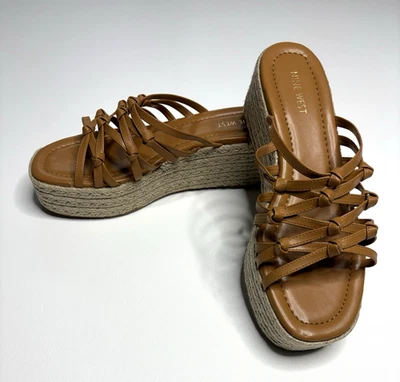 Nine West Cristy Alpargata Cuña Plataforma Marrón Tirantes Sandalias Mujer 11M Nudo Foto 1 de 4