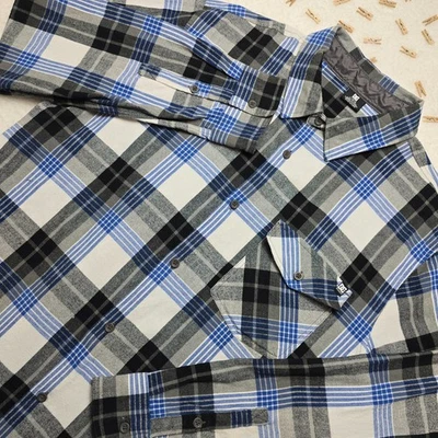 DC Shoes Flannel Men’s Shirt L Blue Black Gray Plaid Long Sleeve Skate Casual - Image 1 of 4