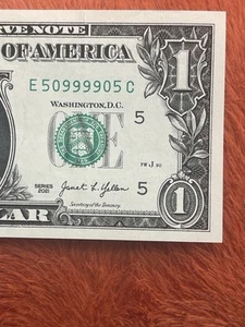 $1 2021 Radar Fancy Serial Number 0’s 5’s 9’s     50999905 - Bild 1 von 4