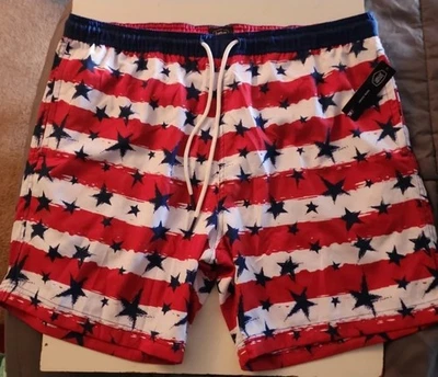 Bañador patriótico rojo blanco y azul para hombre, traje de baño bolsillos con cordón XL Foto 1 de 4