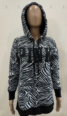 VICTORIA'S SECRET ROSA ZEBRA ESTAMPA OVERSIZE ZÍPER MOLETOM COM CAPUZ NOVO COM ETIQUETAS P - Imagem 1 de 4