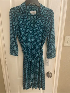 Harper Rose Women Long Sleeve Dress Size 10 Long Sleeve Jungle Collared V-neck - Picture 1 of 8