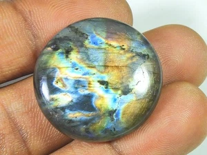 27X27MM Natural Labradorite Purple Spectrolite Round Cabochon Loose Gemstone - Picture 1 of 9