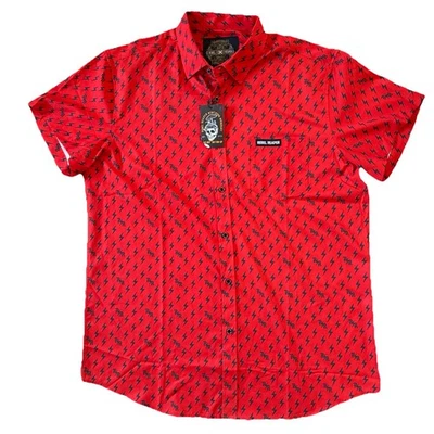 Camisa Rebel Reaper Para Hombre Roja Icónica Pernos Abotonada ~ Talla XL ~ NUEVA CON ETIQUETAS Foto 1 de 4