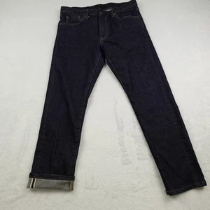 Uniqlo Jeans Mens 31x32 Dark Indigo Blue Selvedge Stretch Slim Fit Denim Classic - Picture 1 of 9