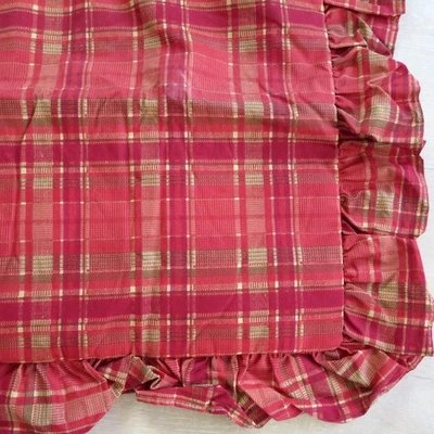 New Vintage JCPenney Middleton Euro Pillow Sham Quilted Red Gold Plaid Ruffle - Image 1 of 4