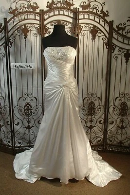 C33W MORI LEE 4604 TALLA 4 MARFIL CUENTAS CORSÉ HOLLYWOOD GLAMOUR VESTIDO DE NOVIA VESTIDO Foto 1 de 4