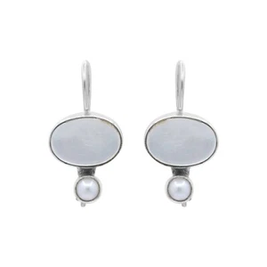 Mother Of Pearl Gemstone Dangle 925 Sterling Silver Jewelry Earring Gift for Her - Picture 1 of 6
