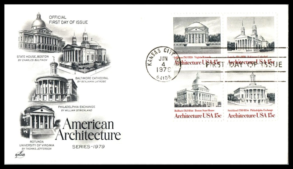 1979 Architecture Sc 1779-82 1782a block of 4 designs with ArtCraft cachet (13 - Image 1 of 1