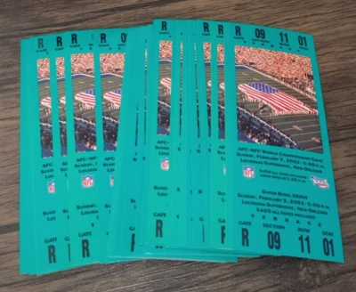 Lot of 25 2002 Budweiser Super Bowl XXXVI Tickets Patriots vs Rams Tom Brady - Image 1 of 3