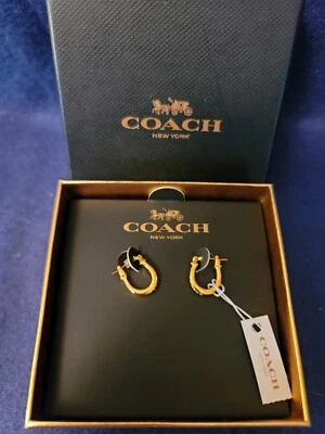 💕Coach - Pendientes Huggie Pave Signature - Oro Rosa - F54497 Nuevos con Etiquetas - En Caja Foto 1 de 3