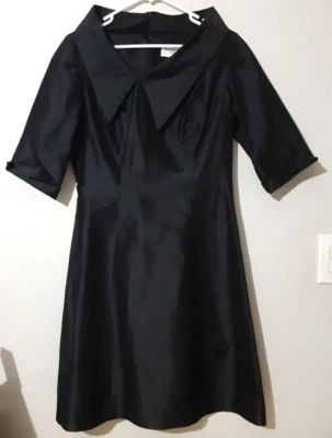 B Michael America Red Collection Black Asymmetrical Collar Modest Midi Dress - Image 1 of 4