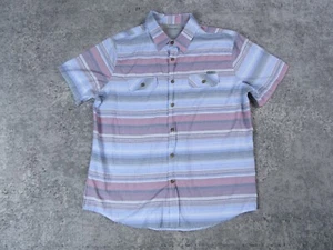 Eddie Bauer Shirt Mens Large Dress Blue Striped Short Sleeve Button Up Vented - Picture 1 of 10