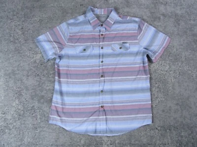 Eddie Bauer Shirt Mens Large Dress Blue Striped Short Sleeve Button Up Vented - Image 1 of 4