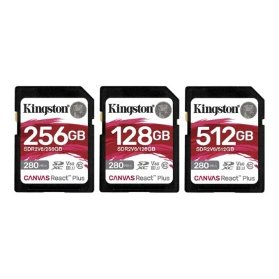 Kingston Canvas React Plus 128GB 256GB 512GB UHS-II V60 SD Memory Card 280MB/s - Image 1 of 4