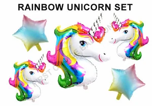 RAINBOW UNICORN 42"- 24" FOIL BALLOON SET - SAME DAY DISPATCH UK SELLER - Picture 1 of 1
