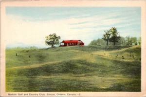 Postcard Norfolk Golf & Country Club Simcoe Ontario Canada Red Clubhouse Golf - Picture 1 of 2