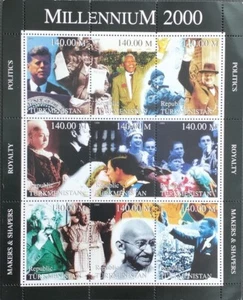 164.TURKMENISTAN 1999 Sello S/S Famous Personalidades Gandhi, Reina Elizabeth II - Imagen 1 de 1