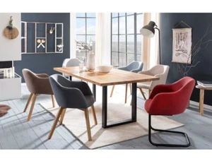 Tischgruppe Quinn Eiche rustikal massiv schwarz + Sessel Thado 1 + 3 Varianten - Bild 1 von 8