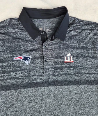 Nike SUPER BOWL LI NEW ENGLAND PATRIOTS Dri-Fit Polo Shirt Sz L NFL Onfield NWT - Image 1 of 4