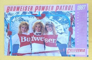 Budweiser Beer 1987 Poster Vintage Powder Patrol Ski Run California 18.5" x 30" - Picture 1 of 7
