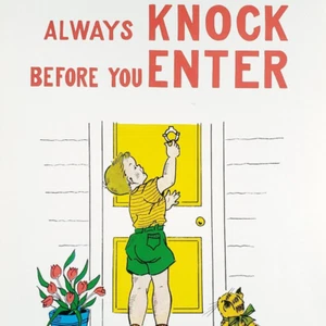 Always Knock Before Enter Print 1950s Good Manners Vintage Wall Art Poster A300 - Picture 1 of 6