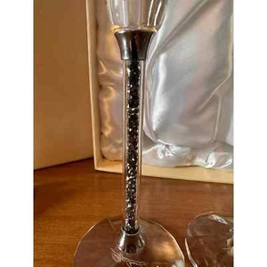 Oleg Cassini Crystal hematite toasting flutes 6 ounces set of two - Picture 1 of 10