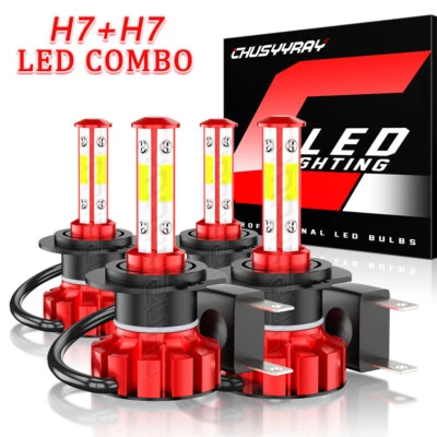 For Jaguar XJ8 XJR VANDEN PLAS 1998-2008 4x H7 Bulbs LED Headlight High Low Beam - Image 1 of 4