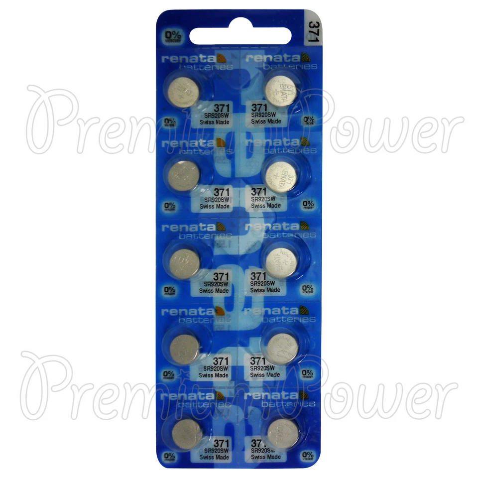 10 x Renata 371 Silver oxide batteries 1.55V SR920SW Watch SR69 - Image 1 of 1