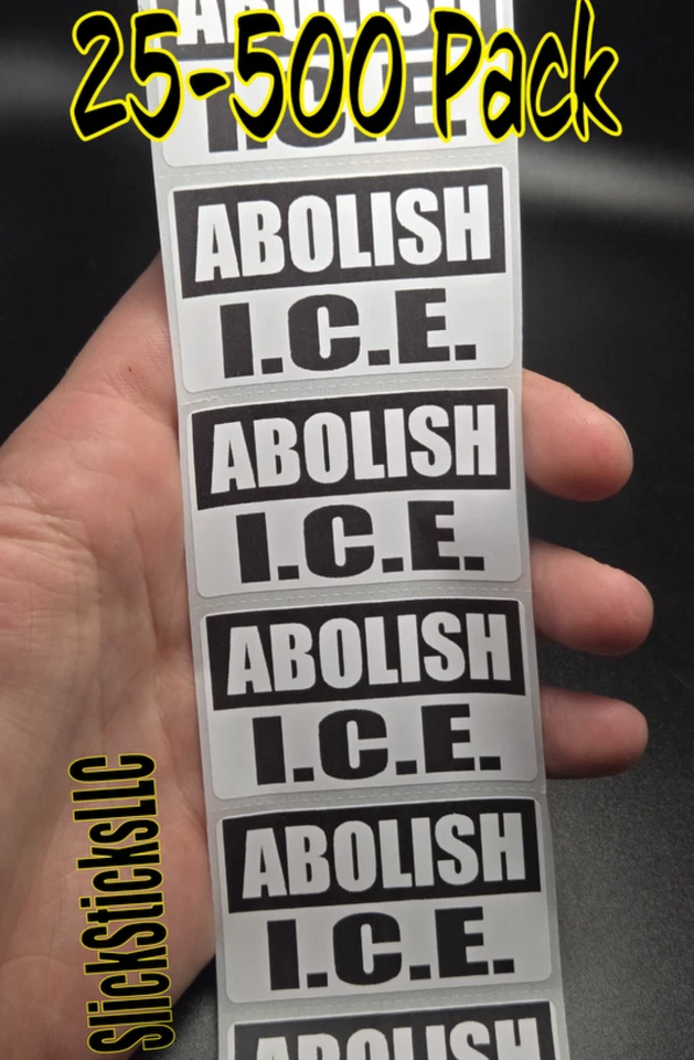 HANDMADE "ABOLISH ICE" 25-500Pack bulk stickers decals labels human defund no one illegal