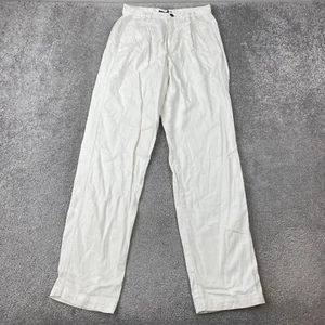 Lizwear Straight Chino Pants Women's Size 10 White High Rise Pleated Casual - Picture 1 of 13