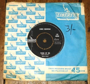 EDDIE COCHRAN ~ NEVER b/w THINK OF ME ~ UK LIBERTY 7" 1962 - Picture 1 of 5