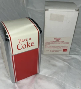 Vintage 1992 Coca-Cola Metal Napkin Dispenser W/Napkins & Box NIB 337 - Picture 1 of 7