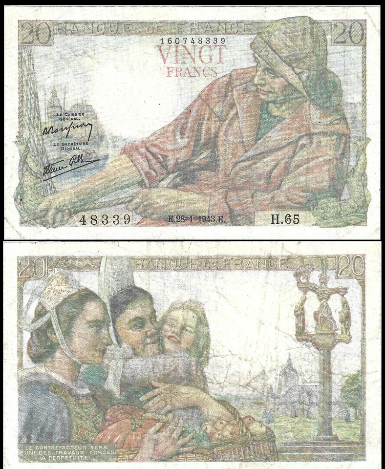 FRANCE 20 FRANCS 1942 FINE - Image 1 of 1