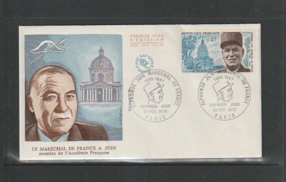 France 1970 SG1864 FDC (Paris) Marshal Alphonse Juin & Les Invalides, Paris - Image 1 of 1