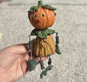 Orange Pumpkin Shelf Sitter Anthropomorphic Resin Figurine Sculpture - Picture 1 of 4