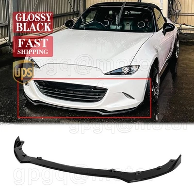 For Mazda MX-5 Miata ND RF 16-25 JDM Style Gloss Black Front Bumper Lip Splitter - Image 1 of 4