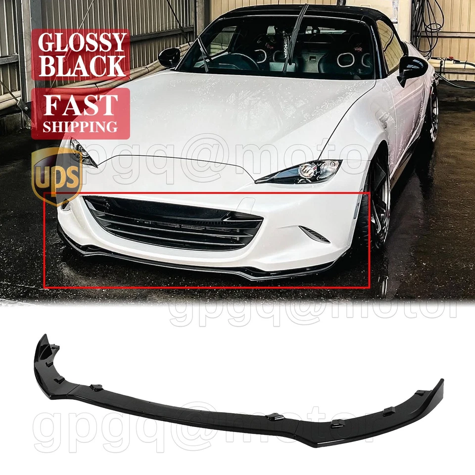 For Mazda MX-5 Miata ND RF 16-25 JDM Style Gloss Black Front Bumper Lip Splitter - Image 1 of 4