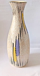 Handbemalte Vase von Bay Keramik 584-25 weiß mit Linien Dekor 50/60er - Bild 1 von 3