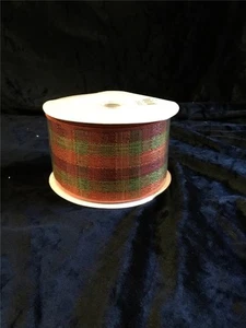 NEW AUTUMN PLAID FALL WIRED EDGE RIBBON 2.5   20 yards 60 ft  crafts - Picture 1 of 5
