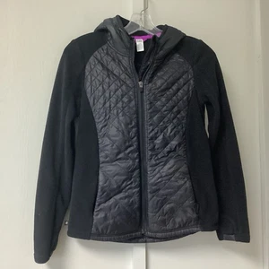 ATHLETA GIRL Hooded Jacket Size L / 12 Quilted Full Zip Long Sleeves Fleece - Picture 1 of 16