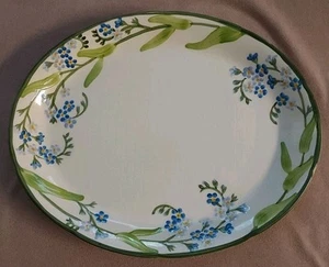 Vintage Franziskaner Vergissmeinnicht Oval Servierplatte 14" Floral Blau Elfenbein - USA - Bild 1 von 7