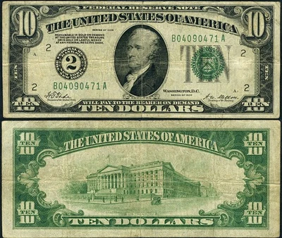 FR. 2000 D $10 1928 Federal Reserve Note New York B-A Block VF - Image 1 of 3