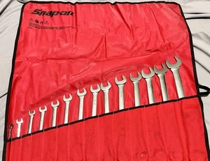 Snap On Combination Wrench Kit OEX714K & C1401 Large Snap On Rollup Pouch - Picture 1 of 5