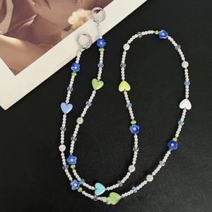 Anti-lost Flower Love Heart Pearl Beaded Crossbody Long Phone Chain Bags Decor - Zdjęcie 1 z 5