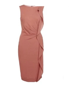 Escada Damen schwarz Etikett Rüsche Mantel Darlina Kleid Koralle Gr. EU 34, US 6 - Bild 1 von 6